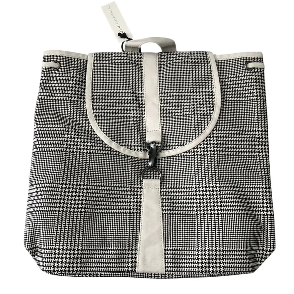 Lulu Dharma Frasier Drawstring Plaid Backpack NEW